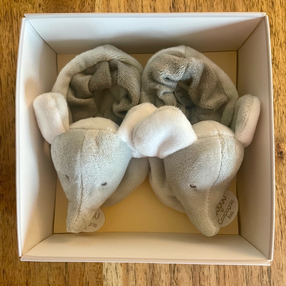 Doudou et Compagnie Cute Gray Elephant Baby Booties NWT